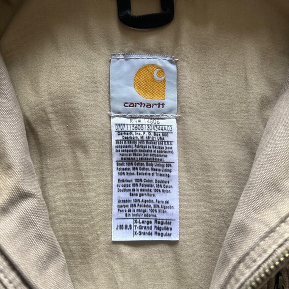 Vintage Carhartt Jacket Size XL Tan Full Zip Bomber Coat Canvas Workwear J163 - Picture 3 of 5